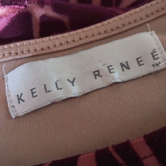 Kelly Renee Geometric Patterned Burgundy Burnt Out Velvet Dress - Picture 4 of 9